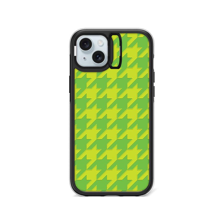 iPhone 15 Plus Green Houndstooth Ring Kickstand Case MagSafe Compatible - CORECOLOUR AU