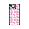 iPhone 15 Plus Pink Houndstooth Camera Ring Kickstand Case - CORECOLOUR AU