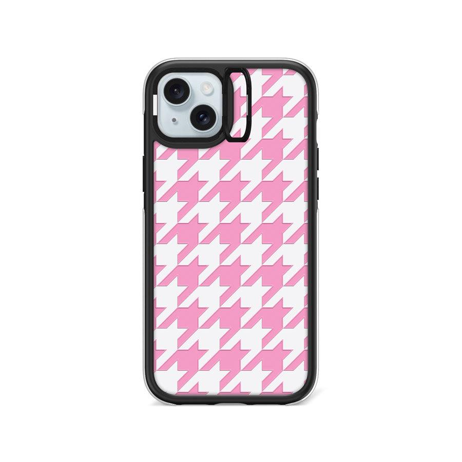 iPhone 15 Plus Pink Houndstooth Ring Kickstand Case MagSafe Compatible - CORECOLOUR AU