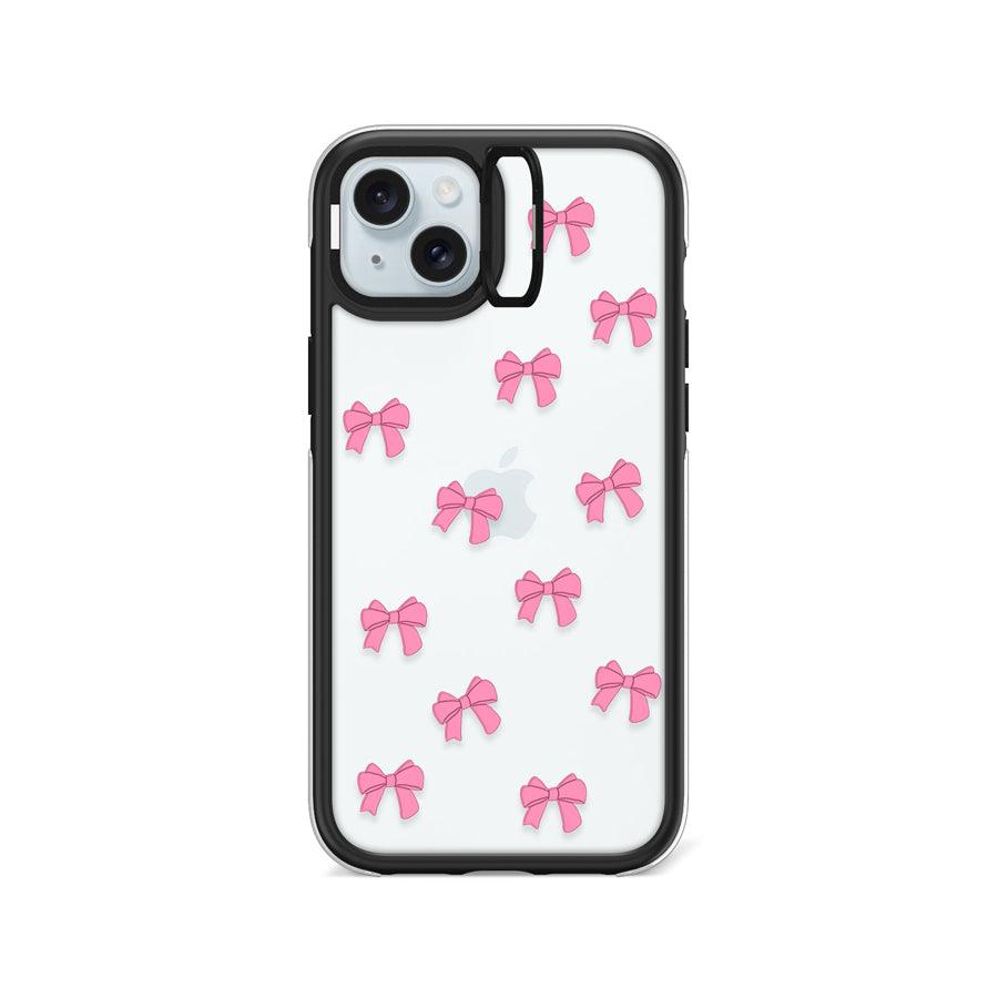 iPhone 15 Plus Pink Ribbon Bow Mini Camera Ring Kickstand Case - CORECOLOUR AU