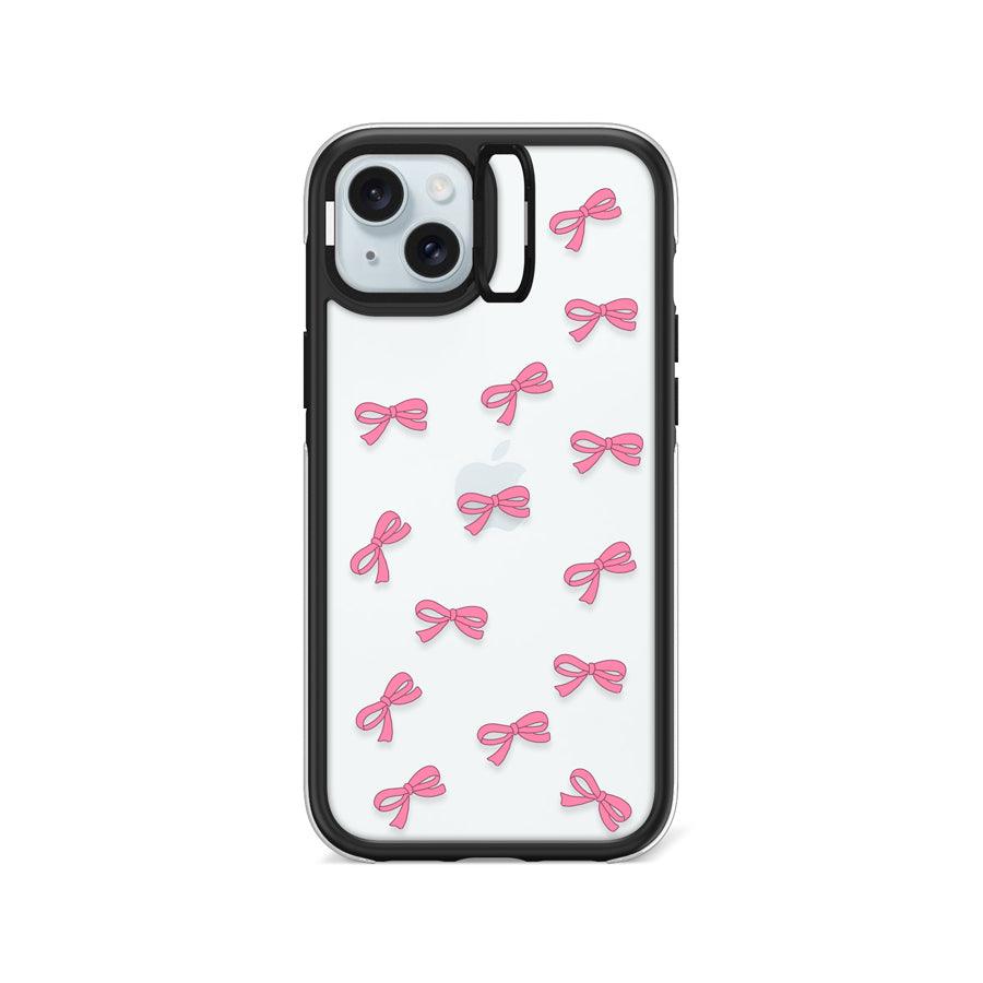 iPhone 15 Plus Pink Ribbon Mini Camera Ring Kickstand Case - CORECOLOUR AU