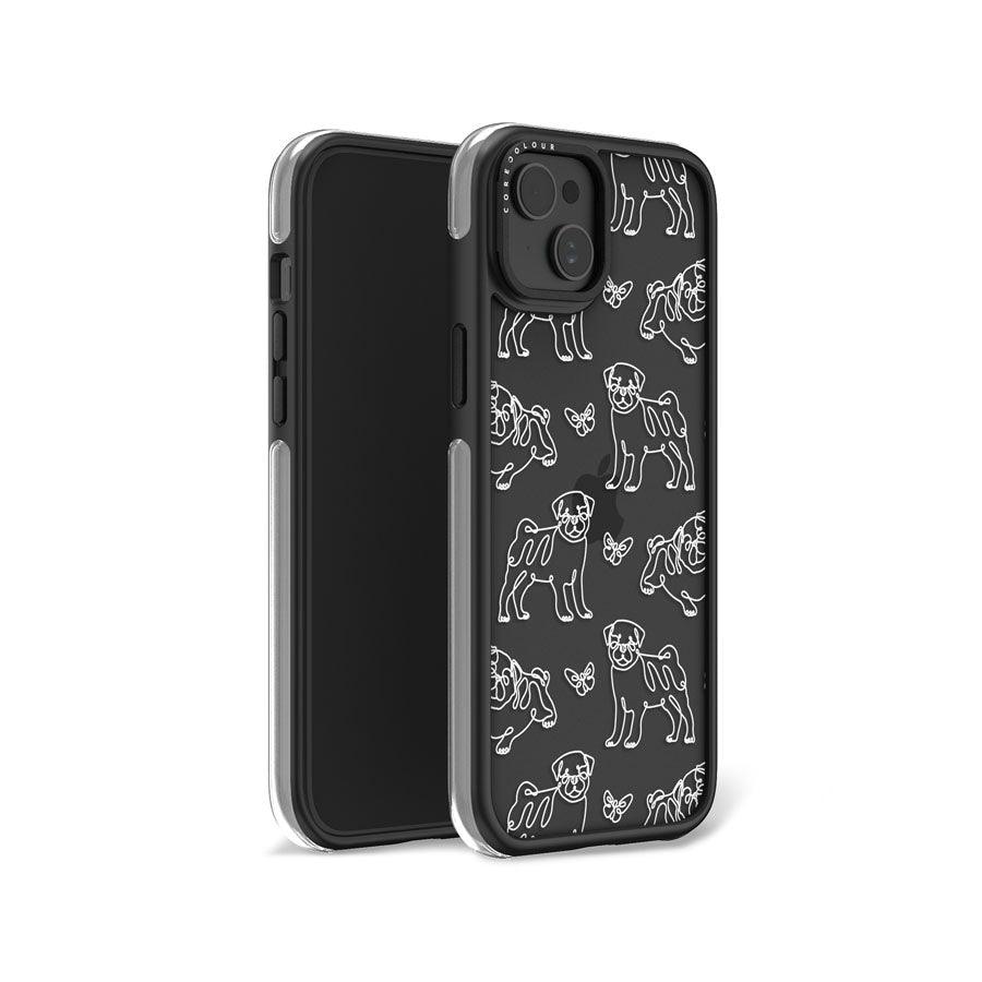 iPhone 15 Plus Pug Minimal Line Camera Ring Kickstand Case - CORECOLOUR AU