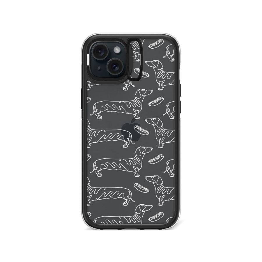 iPhone 15 Plus Sausage Dog Minimal Line Ring Kickstand Case - CORECOLOUR AU