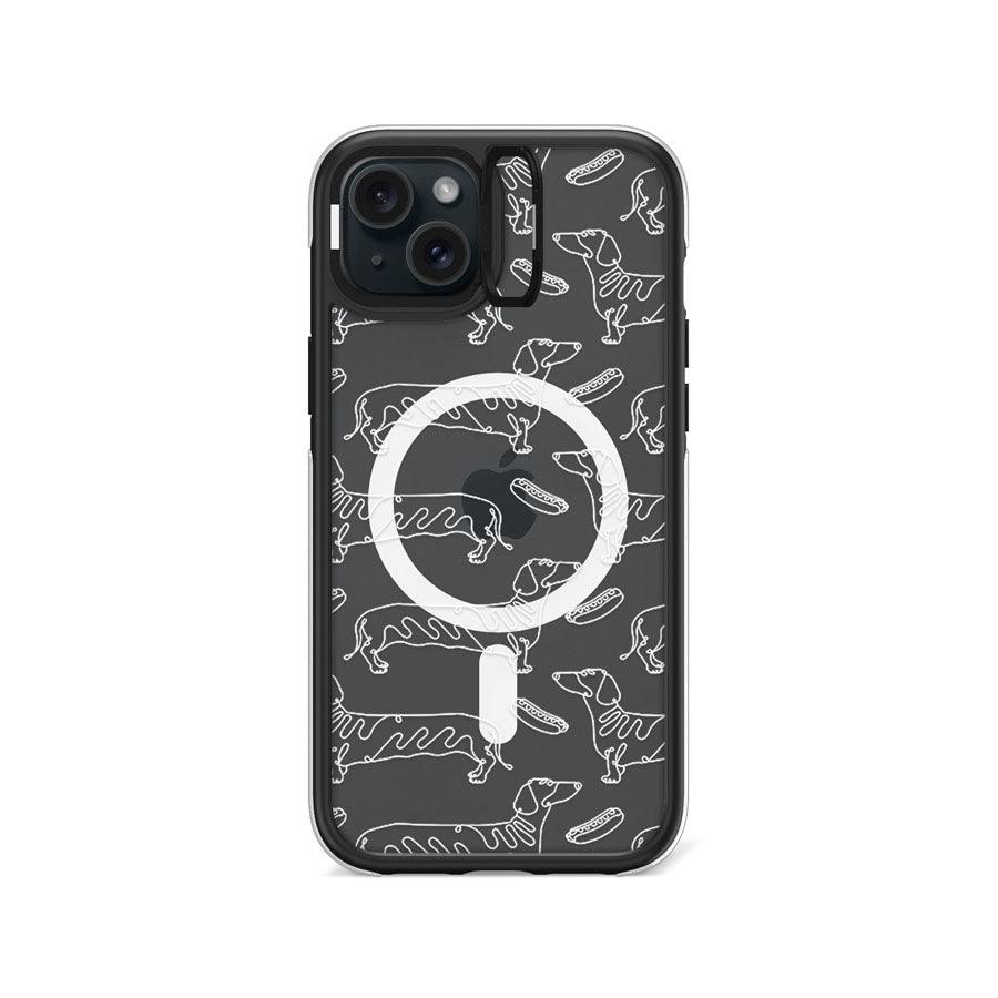 iPhone 15 Plus Sausage Dog Minimal Line Ring Kickstand Case MagSafe Compatible - CORECOLOUR AU