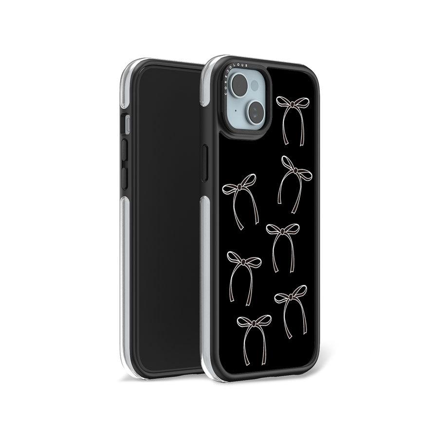 iPhone 15 Plus White Ribbon Minimal Line Camera Ring Kickstand Case - CORECOLOUR AU