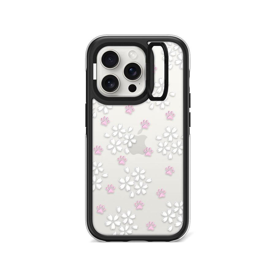 iPhone 15 Pro Cherry Blossom Paw Camera Ring Kickstand Case - CORECOLOUR AU