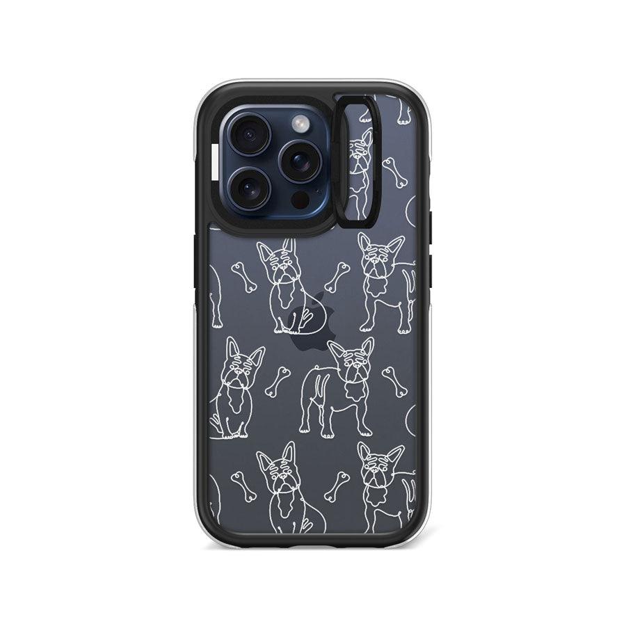 iPhone 15 Pro French Bulldog Minimal Line Ring Kickstand Case - CORECOLOUR AU