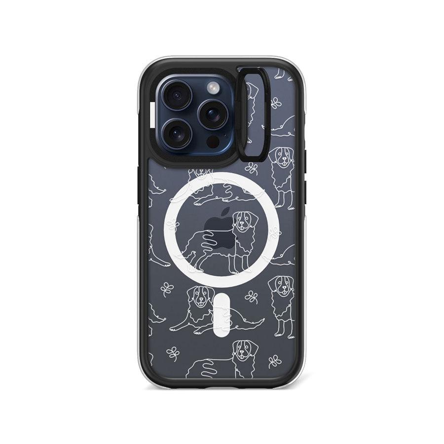 iPhone 15 Pro Golden Retriever Minimal Line Ring Kickstand Case MagSafe Compatible - CORECOLOUR AU