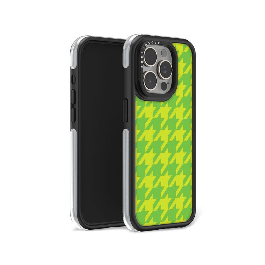 iPhone 15 Pro Green Houndstooth Ring Kickstand Case MagSafe Compatible - CORECOLOUR AU