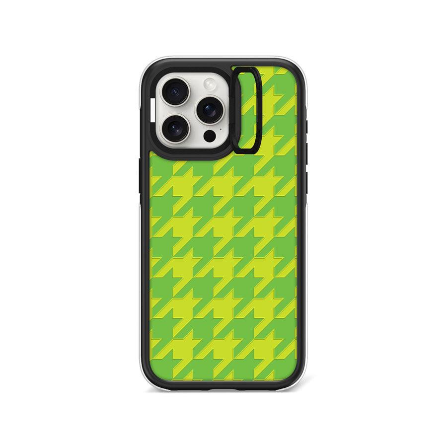 iPhone 15 Pro Max Green Houndstooth Camera Ring Kickstand Case - CORECOLOUR AU