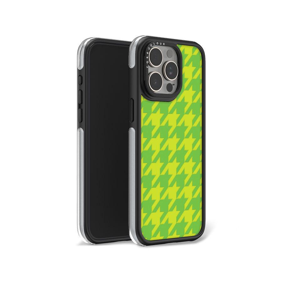 iPhone 15 Pro Max Green Houndstooth Camera Ring Kickstand Case - CORECOLOUR AU