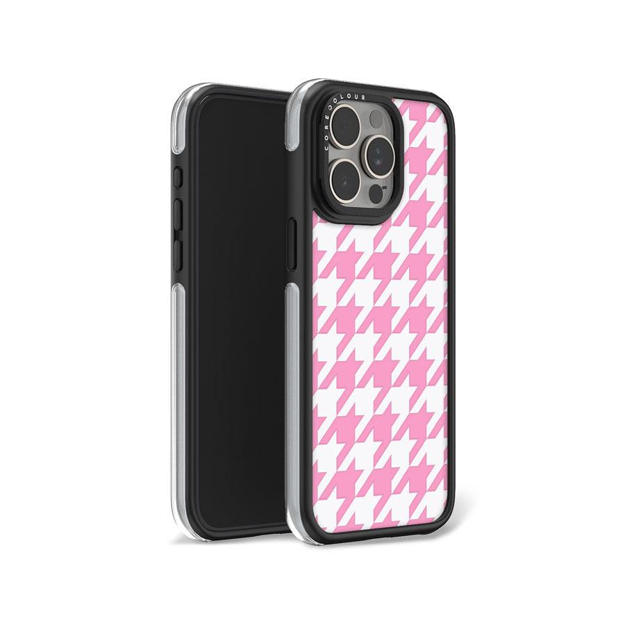 iPhone 15 Pro Max Pink Houndstooth Camera Ring Kickstand Case - CORECOLOUR AU