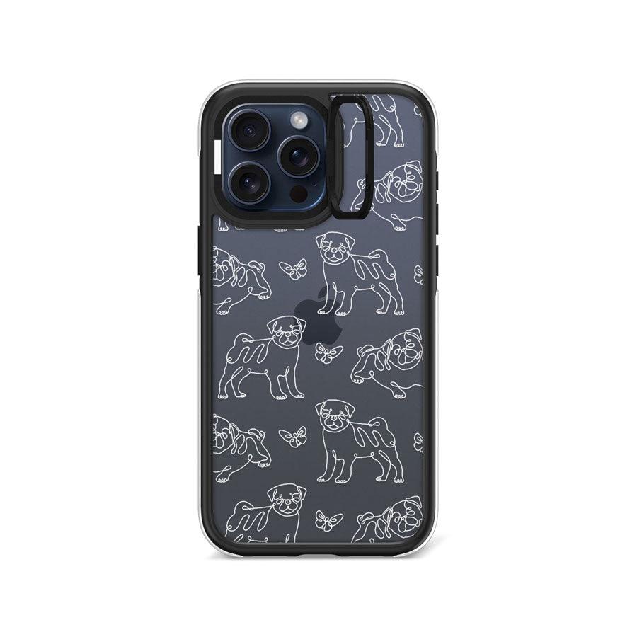 iPhone 15 Pro Max Pug Minimal Line Camera Ring Kickstand Case - CORECOLOUR AU