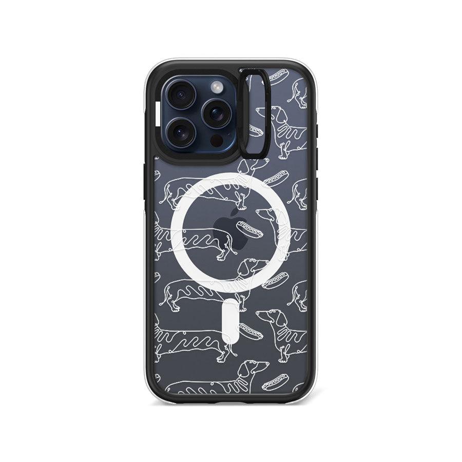 iPhone 15 Pro Max Sausage Dog Minimal Line Ring Kickstand Case MagSafe Compatible - CORECOLOUR AU