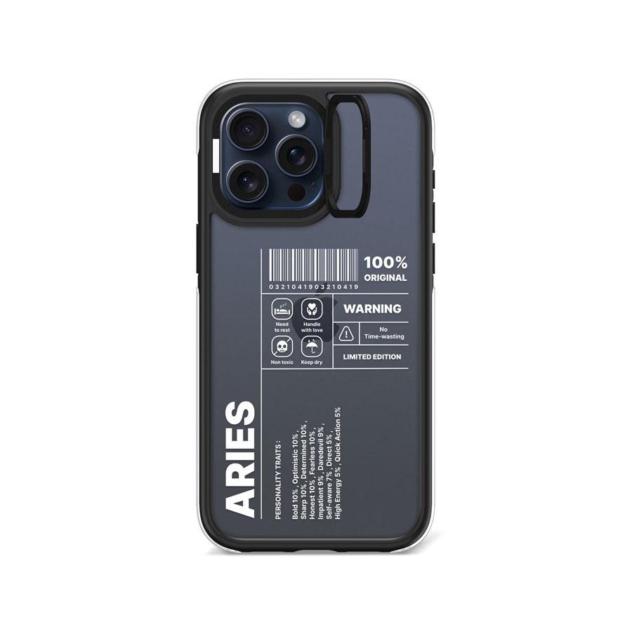 iPhone 15 Pro Max Warning Aries Camera Ring Kickstand Case - CORECOLOUR AU