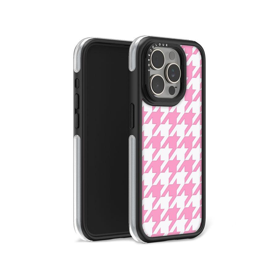 iPhone 15 Pro Pink Houndstooth Camera Ring Kickstand Case - CORECOLOUR AU