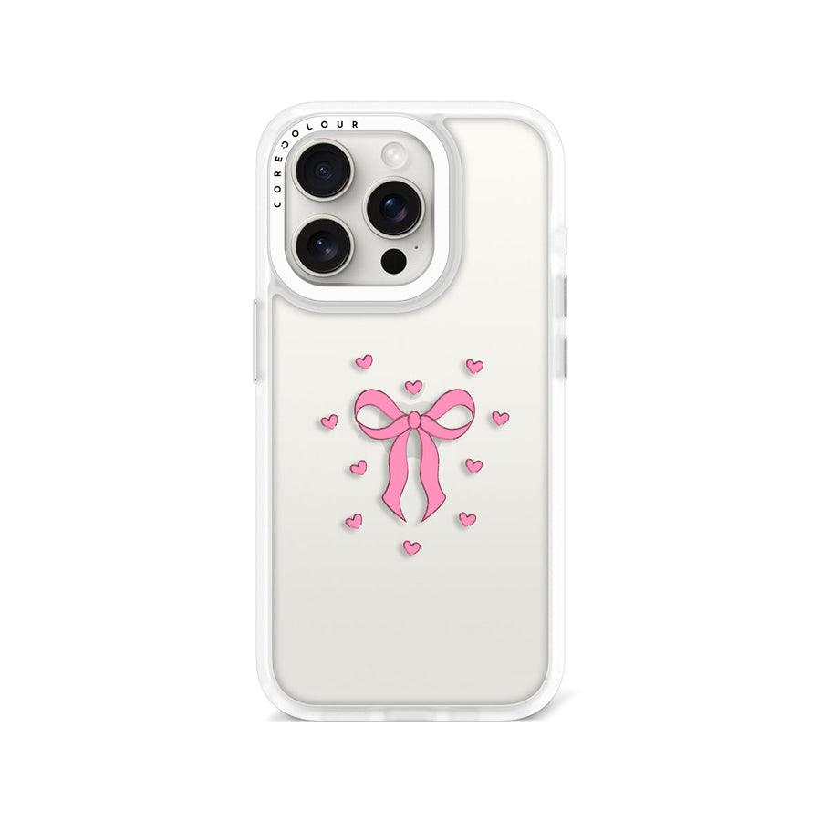 iPhone 15 Pro Pink Ribbon Heart Phone Case - CORECOLOUR AU