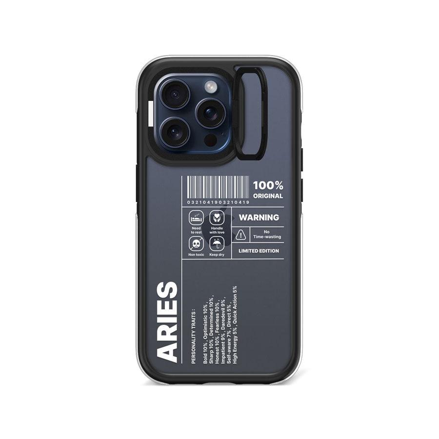 iPhone 15 Pro Warning Aries Camera Ring Kickstand Case - CORECOLOUR AU