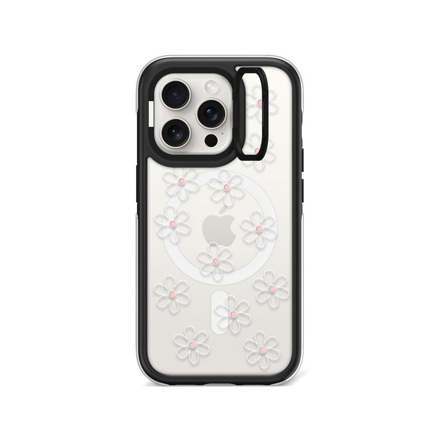 iPhone 15 Pro White Flower Mini Ring Kickstand Case MagSafe Compatible - CORECOLOUR AU