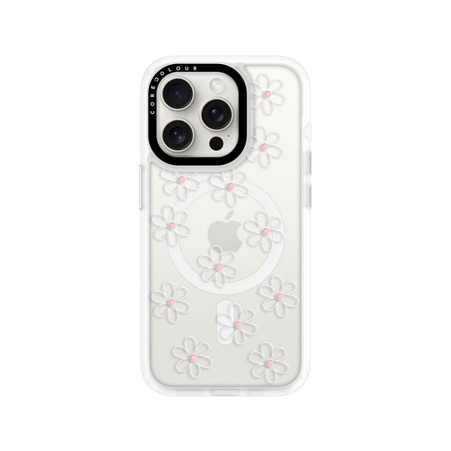 iPhone 15 Pro White Flower Minimal Line Phone Case MagSafe Compatible - CORECOLOUR AU