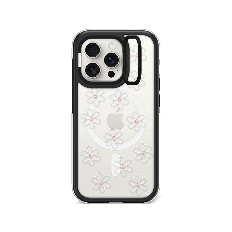 iPhone 15 Pro White Flower Minimal Line Ring Kickstand Case MagSafe Compatible - CORECOLOUR AU