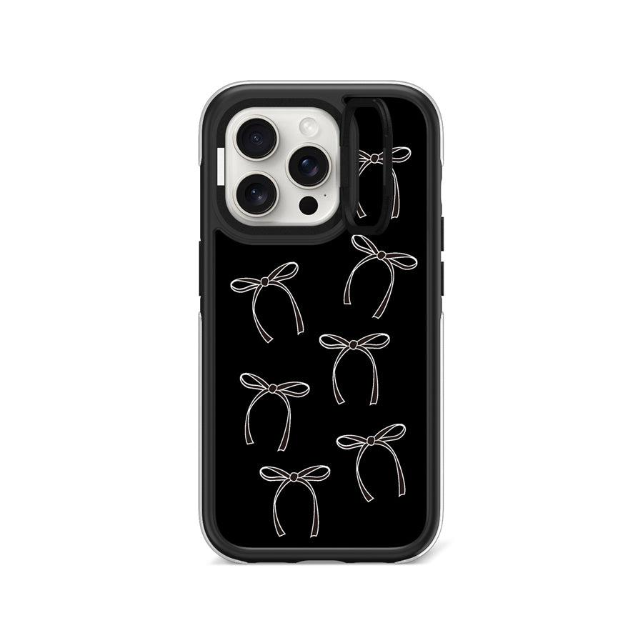 iPhone 15 Pro White Ribbon Minimal Line Camera Ring Kickstand Case - CORECOLOUR AU
