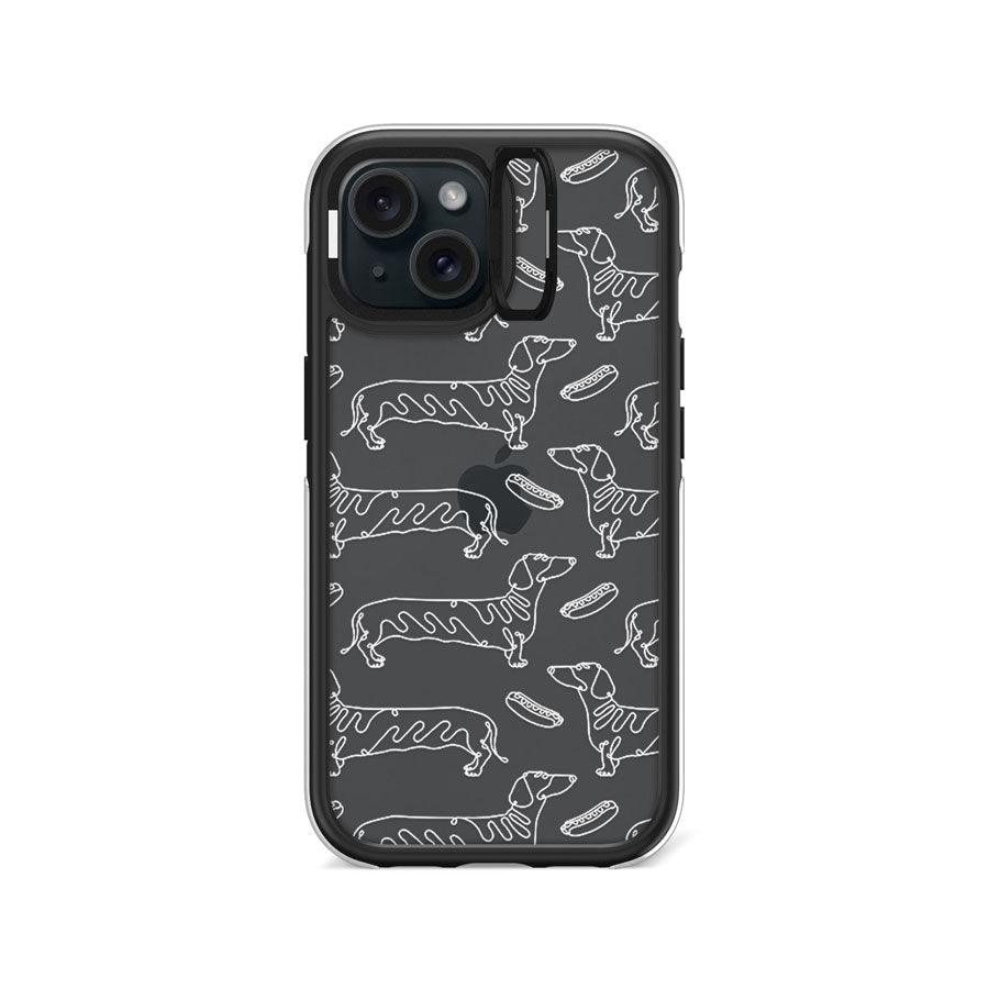 iPhone 15 Sausage Dog Minimal Line Ring Kickstand Case - CORECOLOUR AU