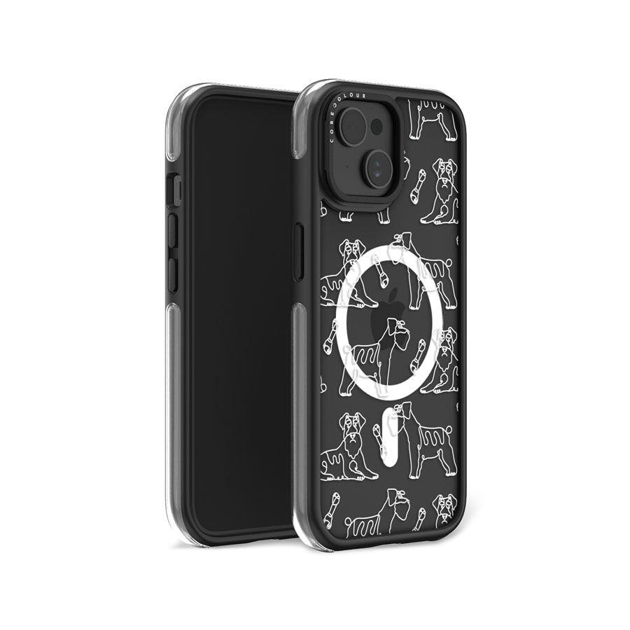 iPhone 15 Schnauzer Minimal Line Ring Kickstand Case MagSafe Compatible - CORECOLOUR AU