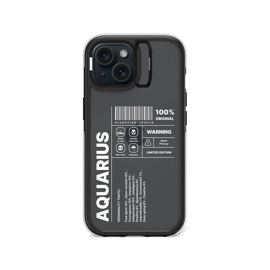 iPhone 15 Warning Aquarius Camera Ring Kickstand Case - CORECOLOUR AU