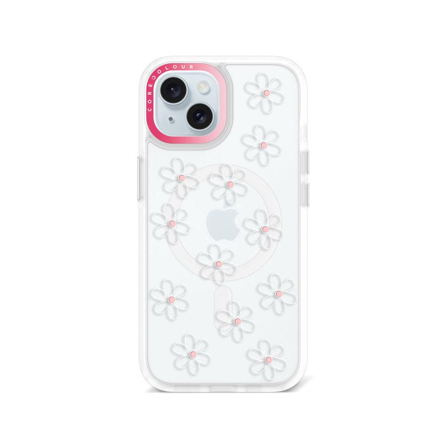 iPhone 15 White Flower Minimal Line Phone Case MagSafe Compatible - CORECOLOUR AU