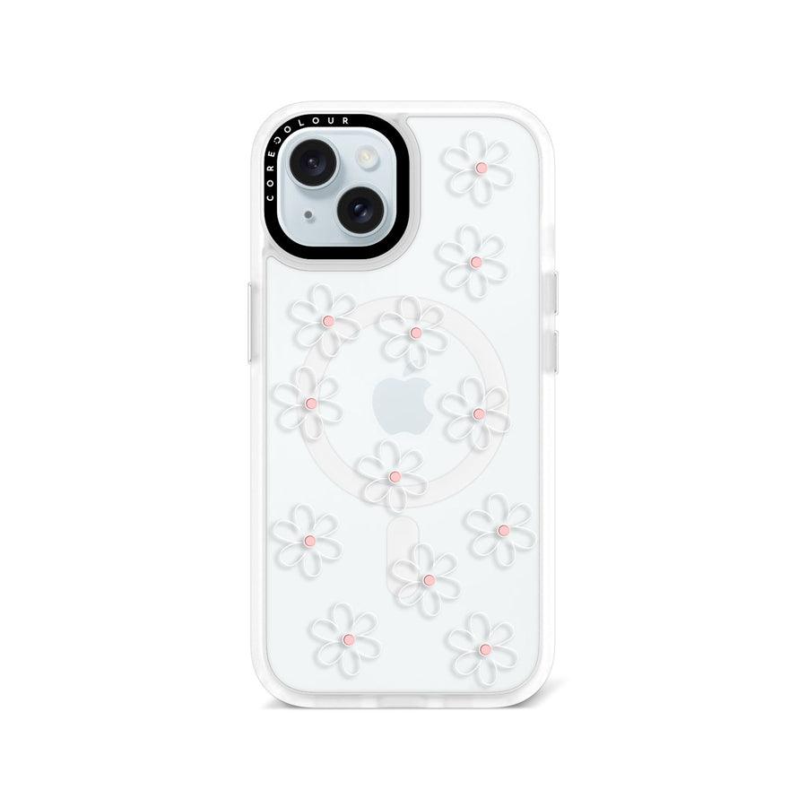 iPhone 15 White Flower Minimal Line Phone Case MagSafe Compatible - CORECOLOUR AU