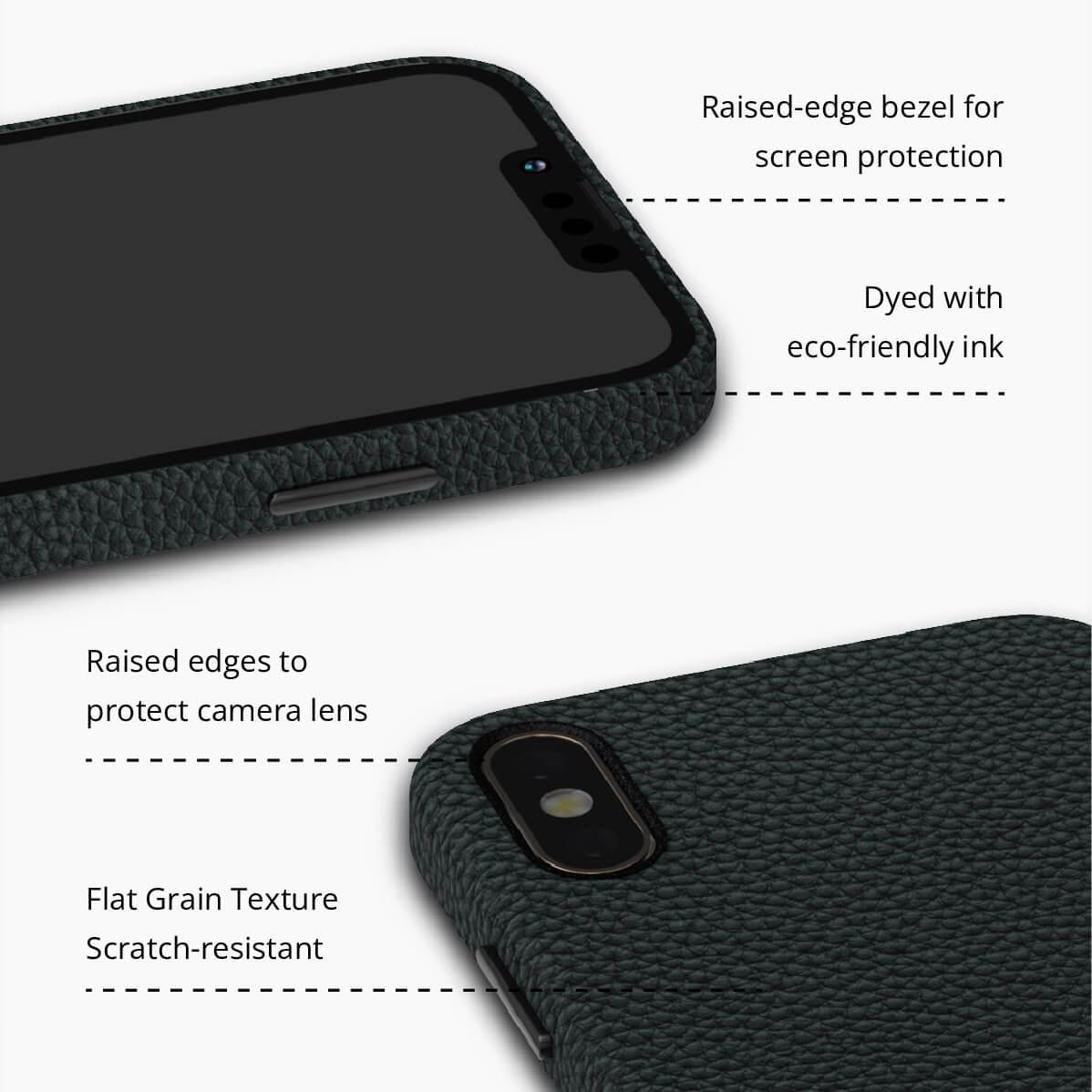 iPhone XS Black Premium Leather Phone Case - CORECOLOUR AU