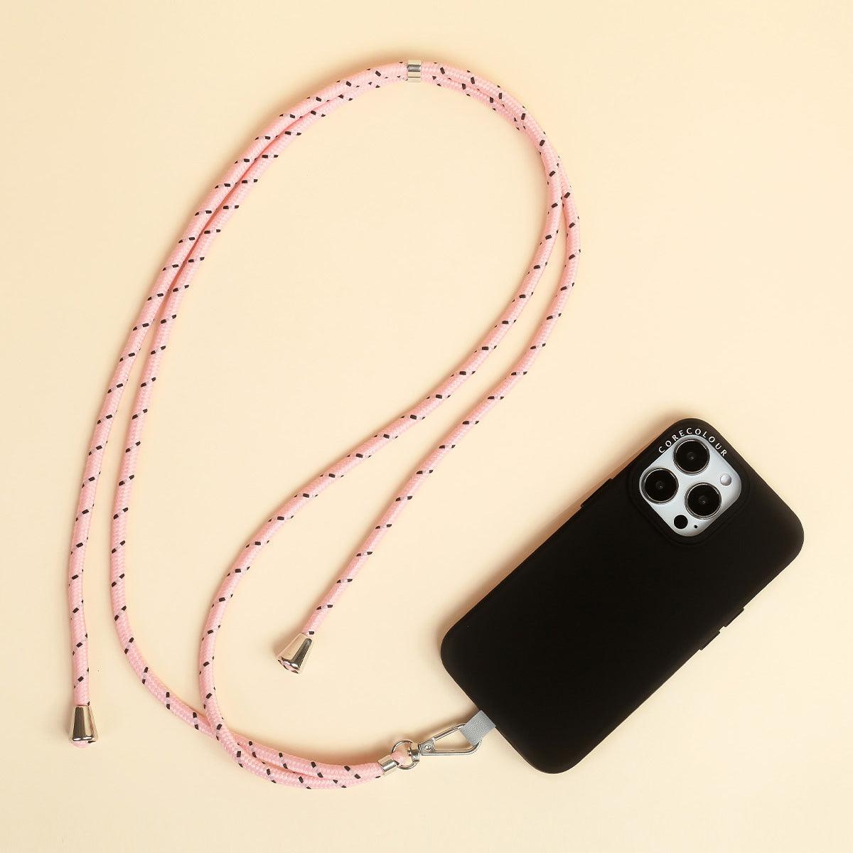 Pink Black Phone Strap with Strap Card
