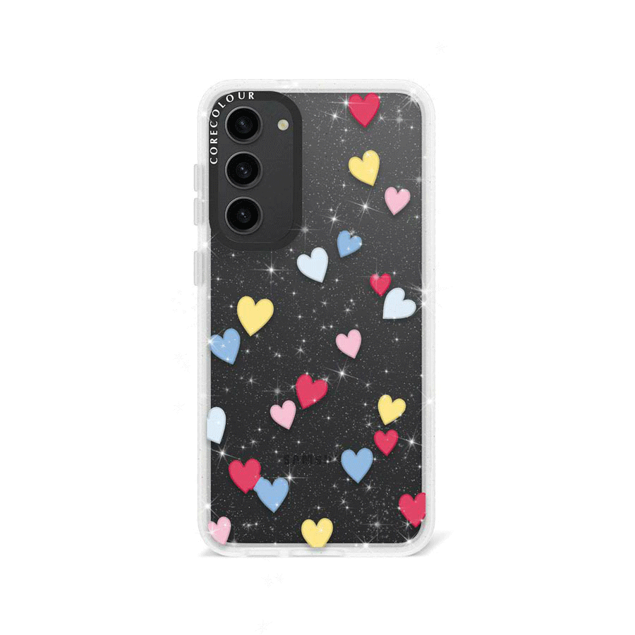 Samsung Galaxy S23 Flying Hearts Glitter Phone Case - CORECOLOUR AU