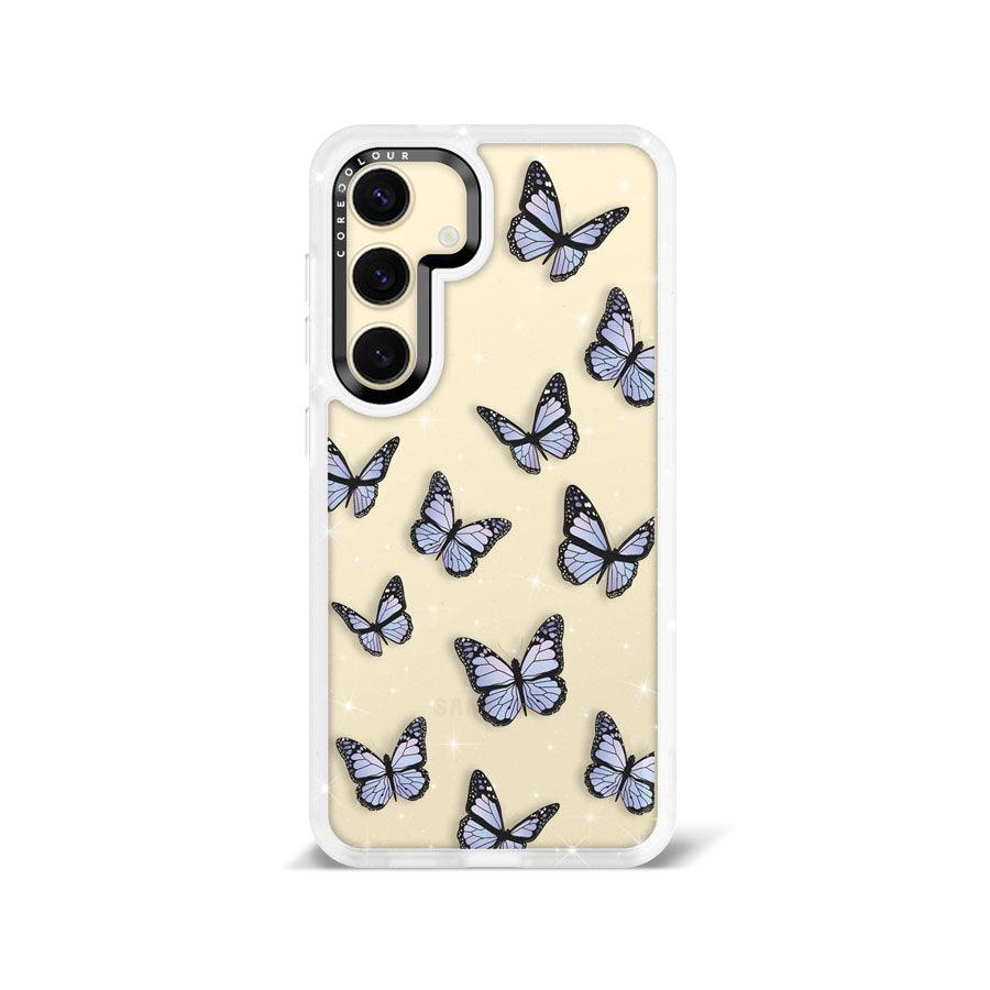 Samsung Galaxy S24 Clear Butterfly Kiss Purple Glitter Printed Case - CORECOLOUR AU