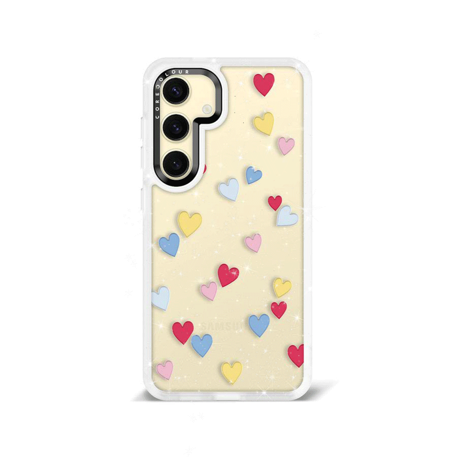Samsung Galaxy S24 Flying Hearts Glitter Printed Phone Case - CORECOLOUR AU