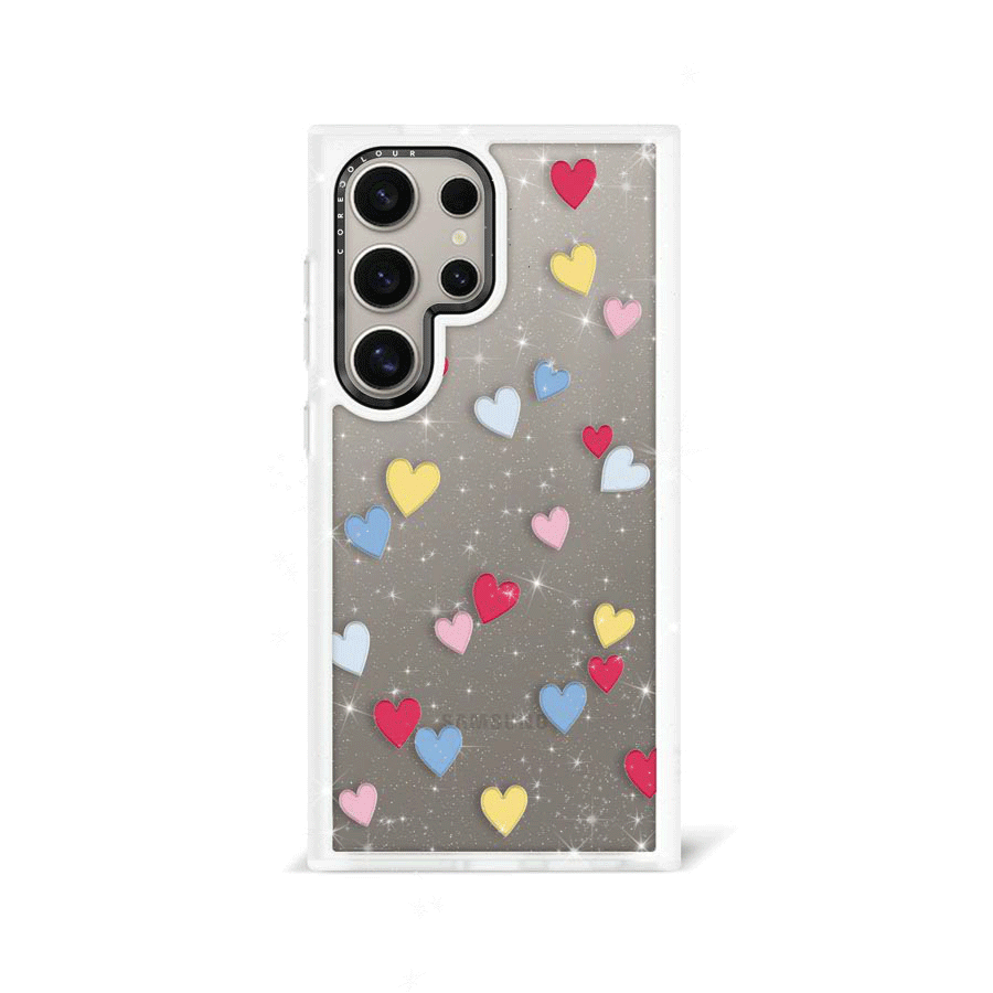 Samsung Galaxy S24 Ultra Flying Hearts Glitter Printed Case - CORECOLOUR AU